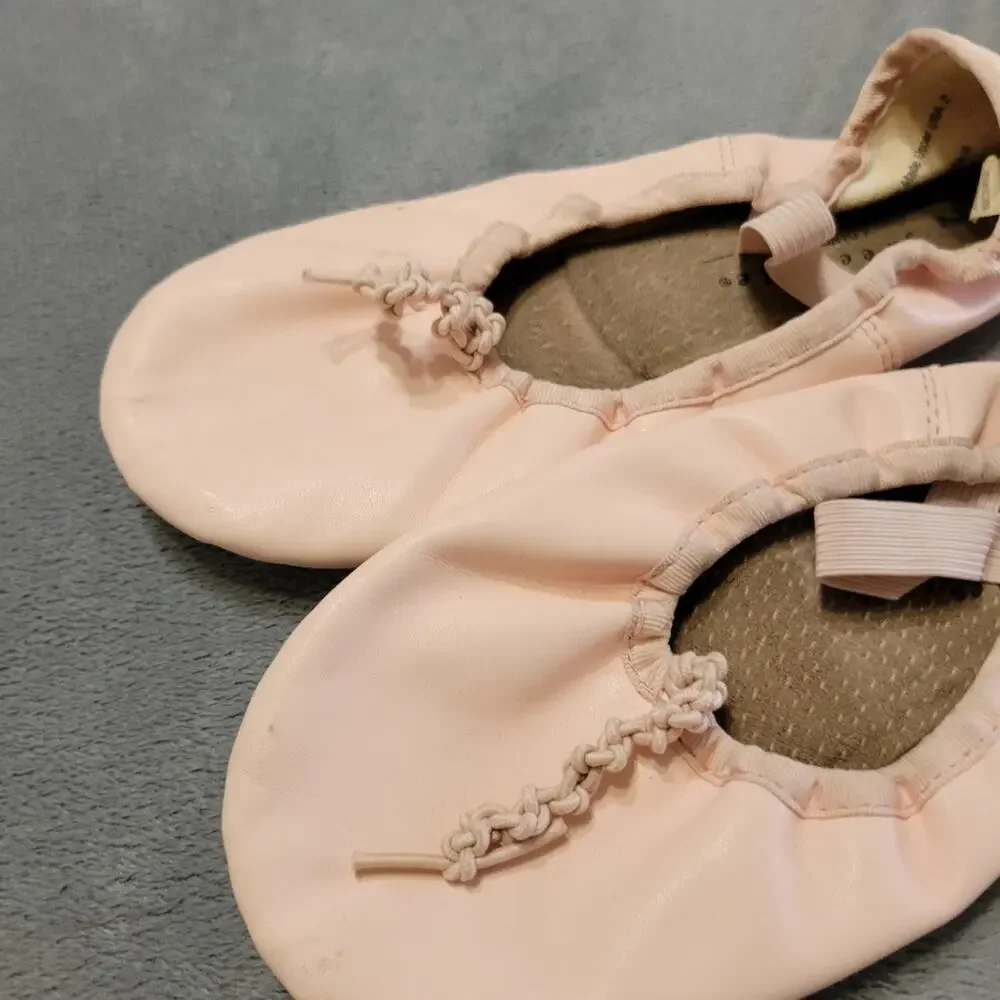 Freestyle Kids Girls Size 2‎ Pink Ballet Slipper Comfort Slip On Tie Adjustable